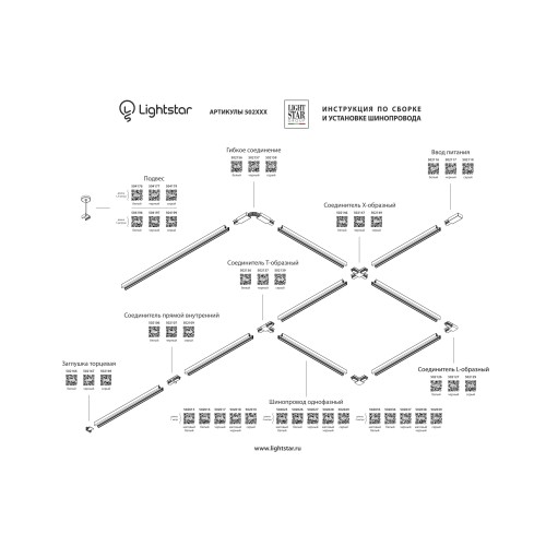 Трек двухконтактный однофазный накладной Barra 502028 Трек двухконтактный однофазный накладной Barra 502028